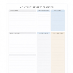 Monthly Reflection and Planning Journal