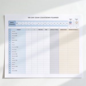 100-Day Exam Preparation Countdown Planner