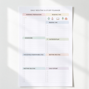 Kids Daily Routine and Study Planner