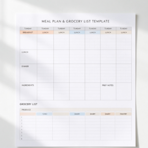 Weekly Meal Plan and Grocery List