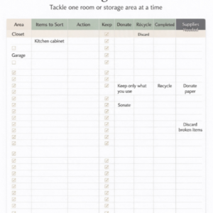 Decluttering and Deep Cleaning Planner