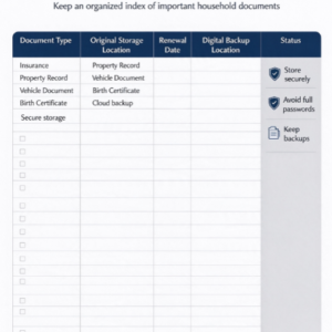 Family Important Documents Index