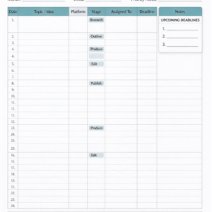 Content Creation Editorial Calendar