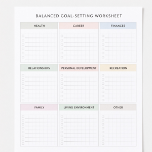 Life Balance Wheel Goal Planner